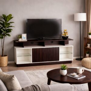 MUEBLE TV / CON VIDRIO / COLOR WENGUE