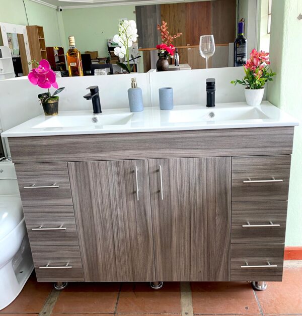 MUEBLE Y LAVAMANOS COLOR HUMO DOS POZOS