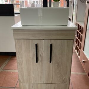 MUEBLE DE BAÑO CON LAVAMANOS SOBREPUESTO COLOR SANTORINI
