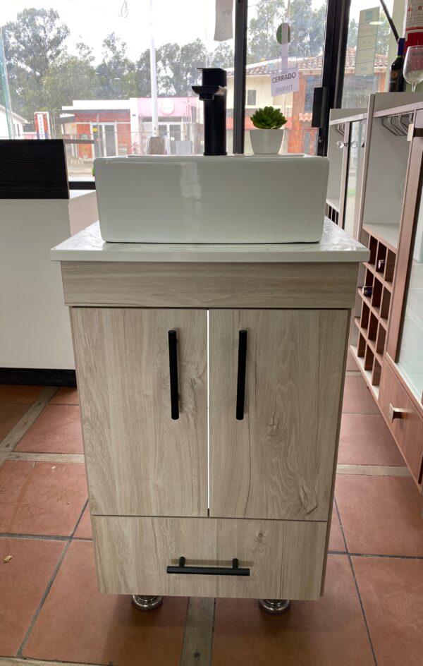 MUEBLE DE BAÑO CON LAVAMANOS SOBREPUESTO COLOR SANTORINI