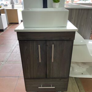 MUEBLE DE BAÑO CON LAVAMANOS SOBREPUESTO COLOR TABACCO