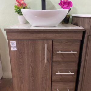 MUEBLE Y LAVAMANOS SOBREPUESTO COLOR COÑAC CON FORMICA