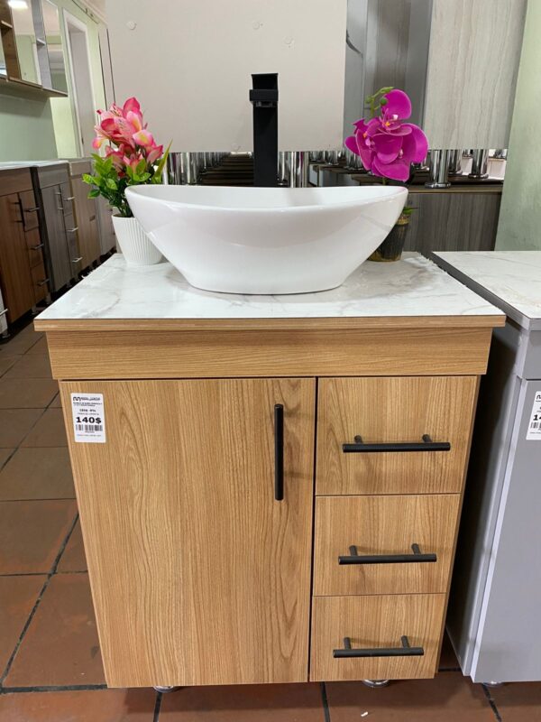 MUEBLE Y LAVAMANOS SOBREPUESTO COLOR PANELA CON FORMICA