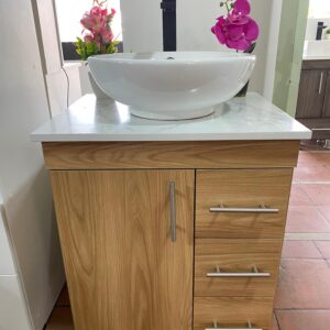 MUEBLE Y LAVAMANOS SOBREPUESTO COLOR PANELA CON FORMICA
