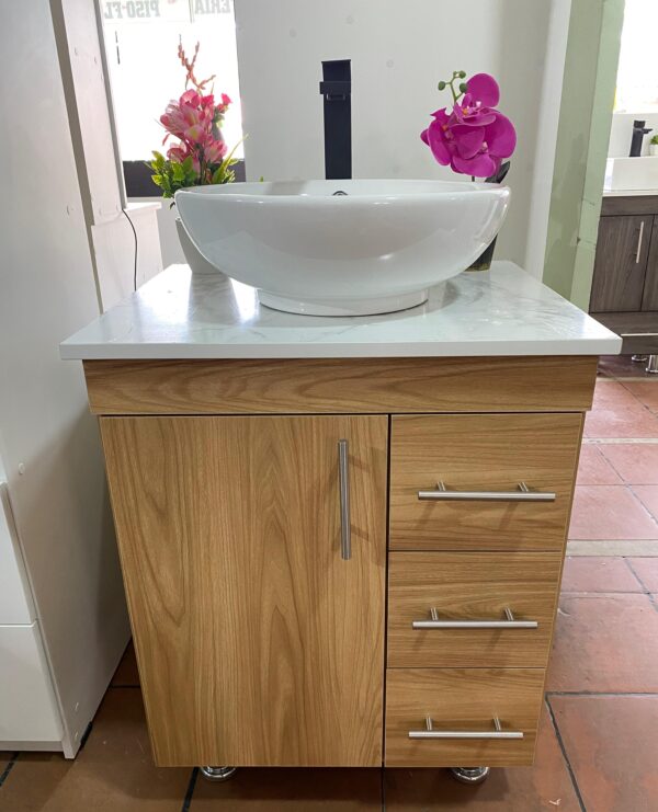 MUEBLE Y LAVAMANOS SOBREPUESTO COLOR PANELA CON FORMICA