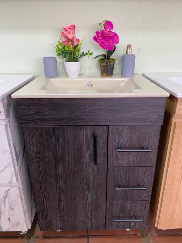 MUEBLE COLOR TABACCO CON LAVAMANOS BEIGE