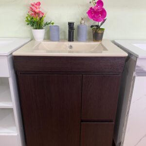 MUEBLE COLOR WENGUE CON LAVAMANOS BEIGE