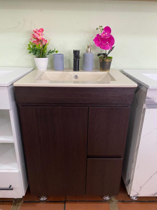 MUEBLE COLOR WENGUE CON LAVAMANOS BEIGE
