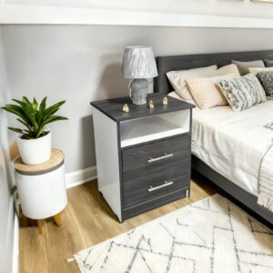 VELADOR / 2 CAJONES / COLOR ROBLE ANTRACITA